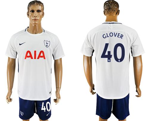 Tottenham Hotspur #40 Glover White/Blue Soccer Club Jersey - Click Image to Close